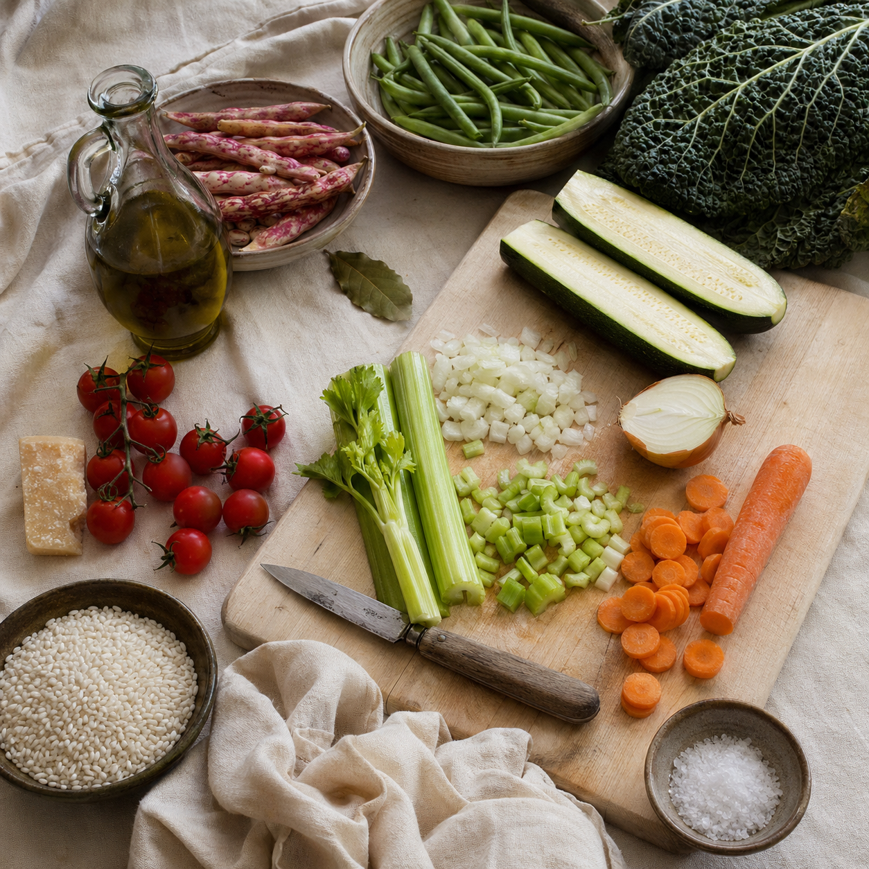 Minestrone with rice: ingredients