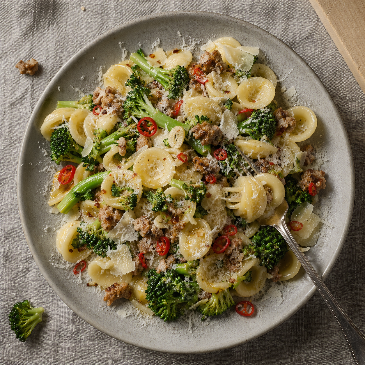 Orecchiette with broccoli and sausage