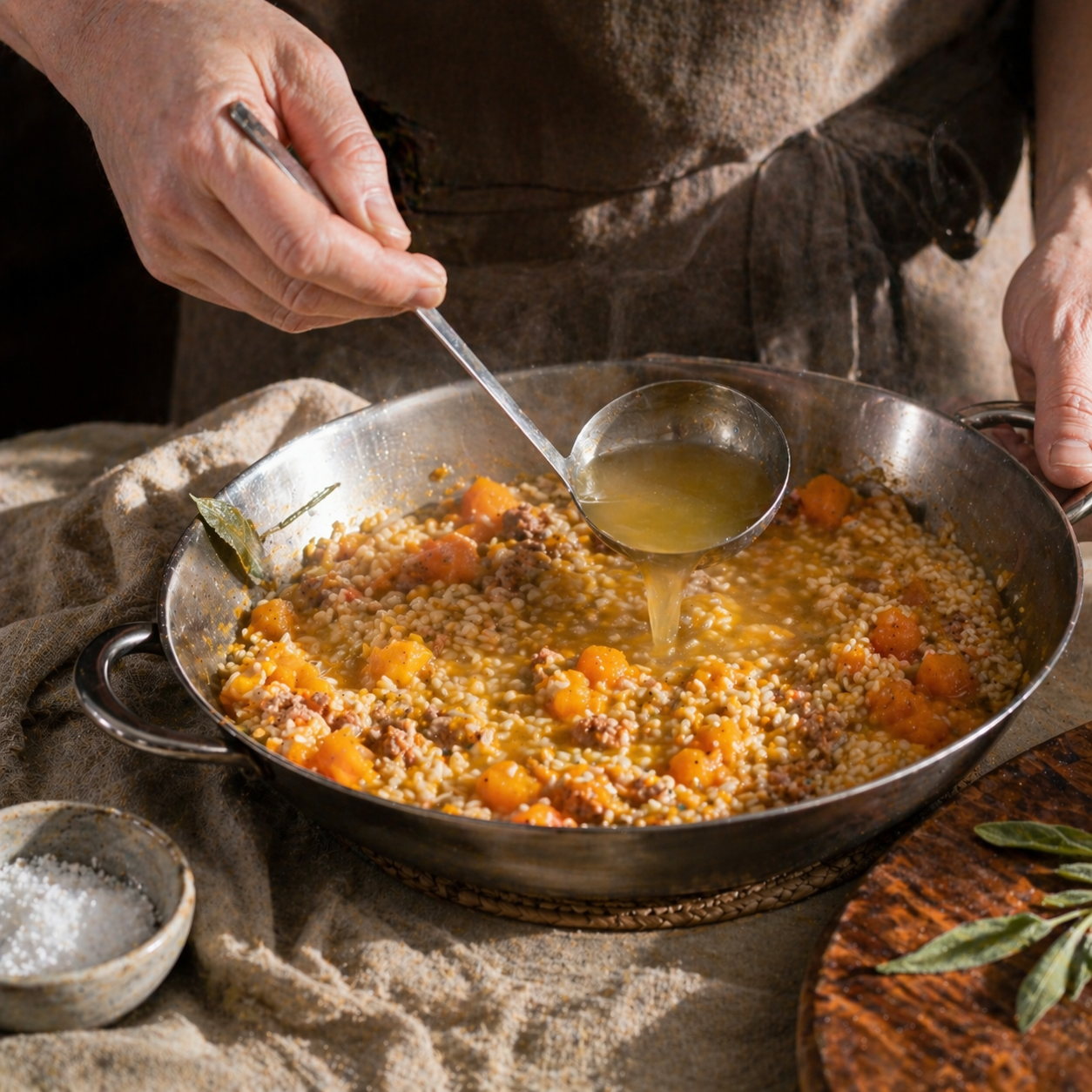 Pumpkin and sausage risotto: ingredients