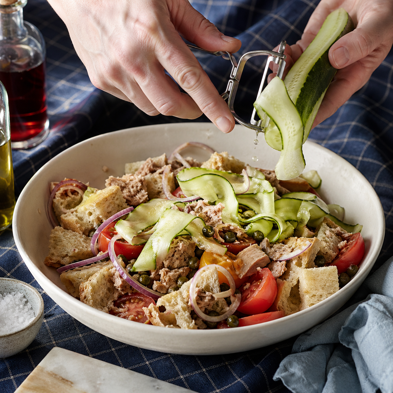 Tuna panzanella: prep