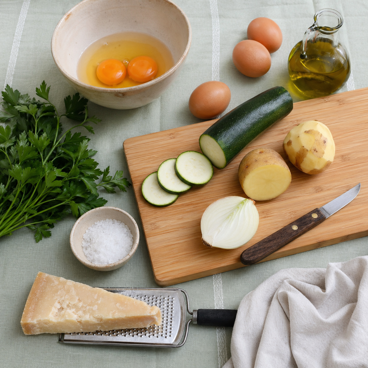 Zucchini and potato frittata: ingredients